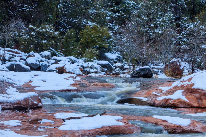 Storm-swollen creek in Red Rock Canyon, Sedona, Arizona.