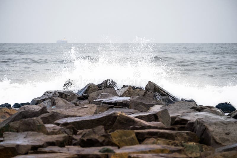 Storm on the winter beach 1