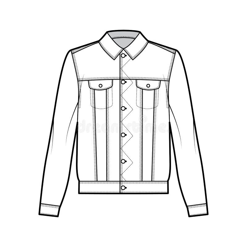 Stormrider Denim Jacket Technical Fashion Illustration with Flap ...