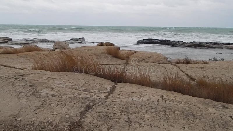 Stormy Caspian Sea.