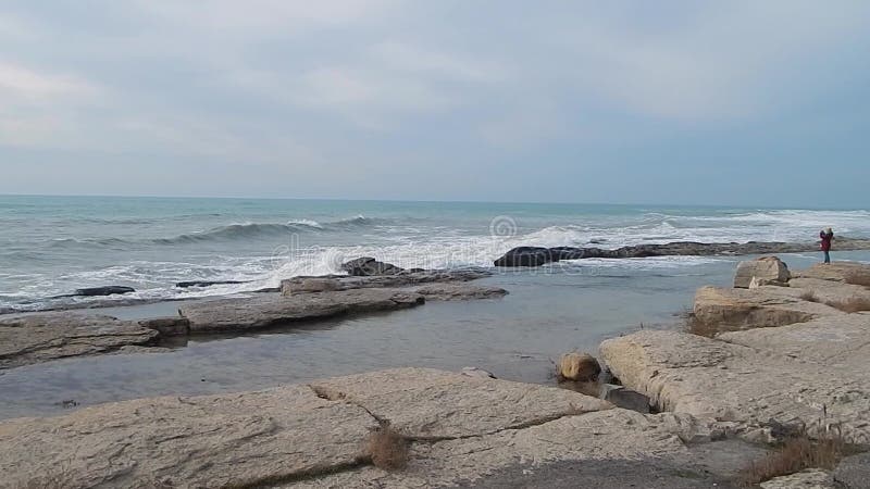 Stormy Caspian Sea.