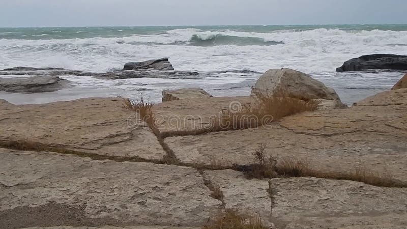 Stormy Caspian Sea.