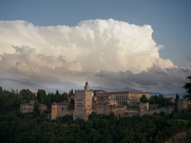 Storm Over Alhambra In Granada Spain Stock Photo Image Of European