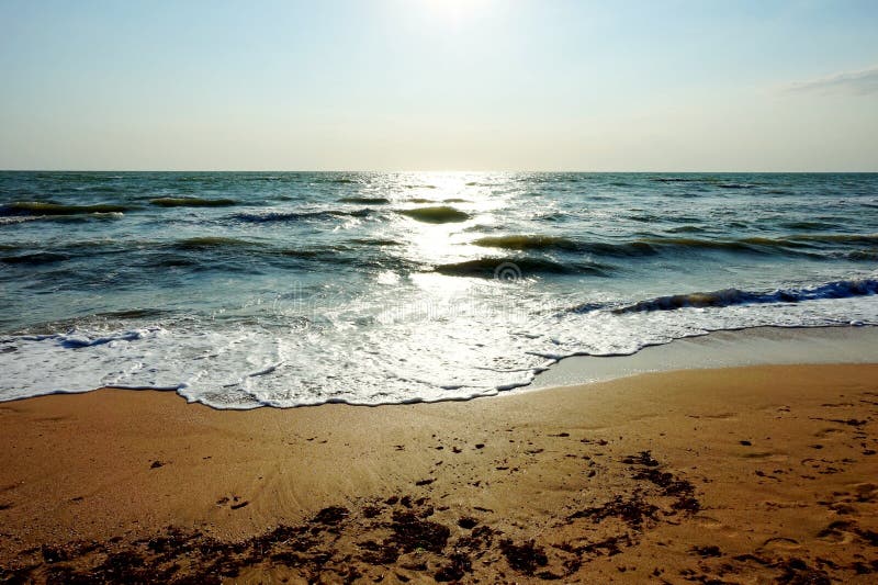 Stormy sea on a sunny day. stock image. Image of beach - 124928083