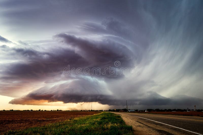 Stormy sky with dramatic, dark clouds from a powerful supercell thunderstorm during a severe weather outbreak in Texas. Stormy sky with dramatic, dark clouds from a powerful supercell thunderstorm during a severe weather outbreak in Texas.