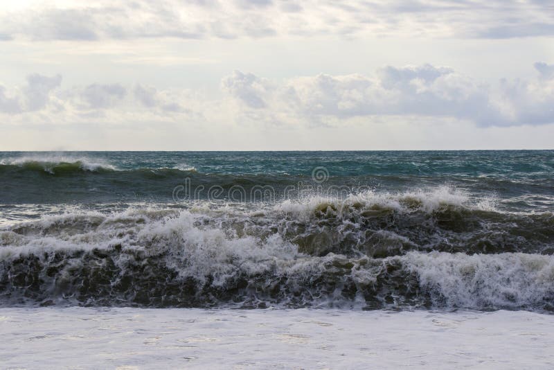 Stormy Weather, Waves and Splashes in Batumi, Georgia. Stormy Black Sea ...