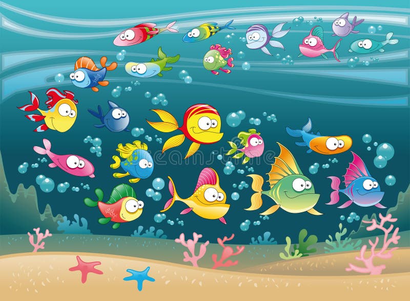 stort familjfiskhav vektor illustrationer stort familjfiskhav vektor illustrationer