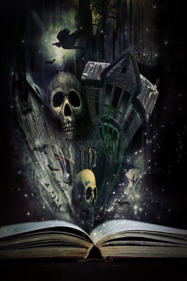 Story book with Halloween stories coming alive royalty free stock images Story book with Halloween stories coming alive royalty free stock images