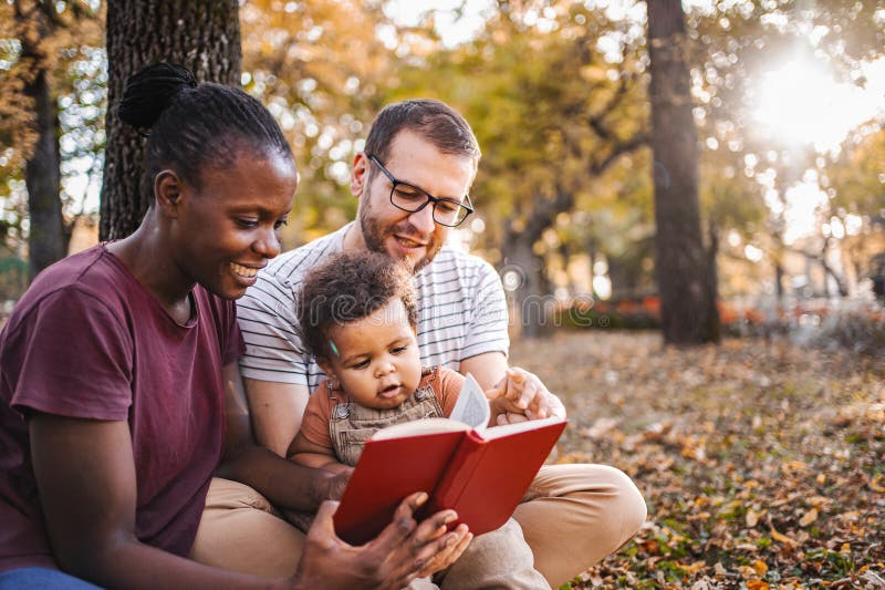 Story Time: Learning and Bonding in Nature stock photography