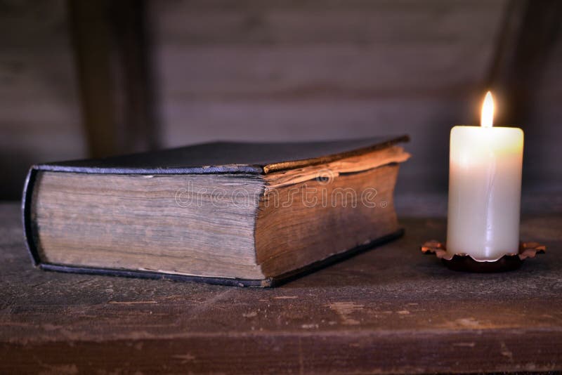 Storybook Candle Book Diary Magic Book Old History Stock Photo Image