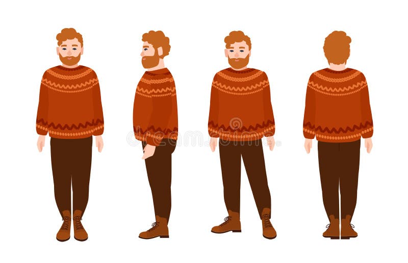 Stout bärtiger Rothaarigemann im woolen Pullover Fette männliche Zeichentrickfilm-Figur mit dem roten Haar und Bart, der gestrick lizenzfreie abbildung Stout bärtiger Rothaarigemann im woolen Pullover Fette männliche Zeichentrickfilm-Figur mit dem roten Haar und Bart, der gestrick lizenzfreie abbildung