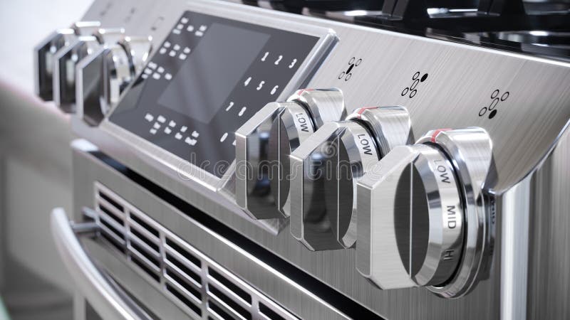 Stove control panel macro shot. 3d royalty free illustration