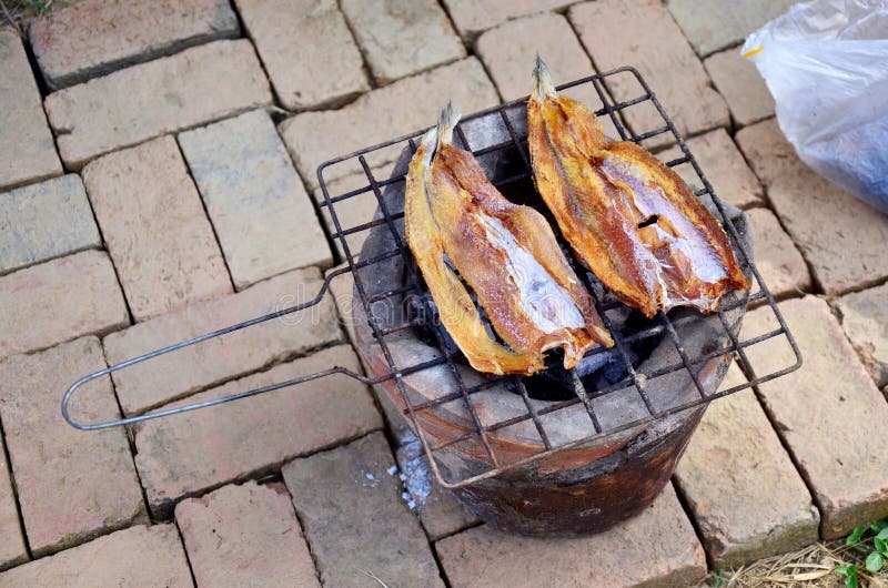 Stove Grill Dried fish stock photo. Image of closeup 60879692
