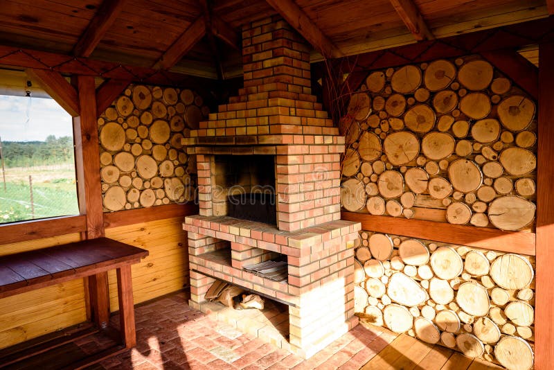Stove in Wooden Gazebo Inside Stock Photo Image of autumn, gazebo