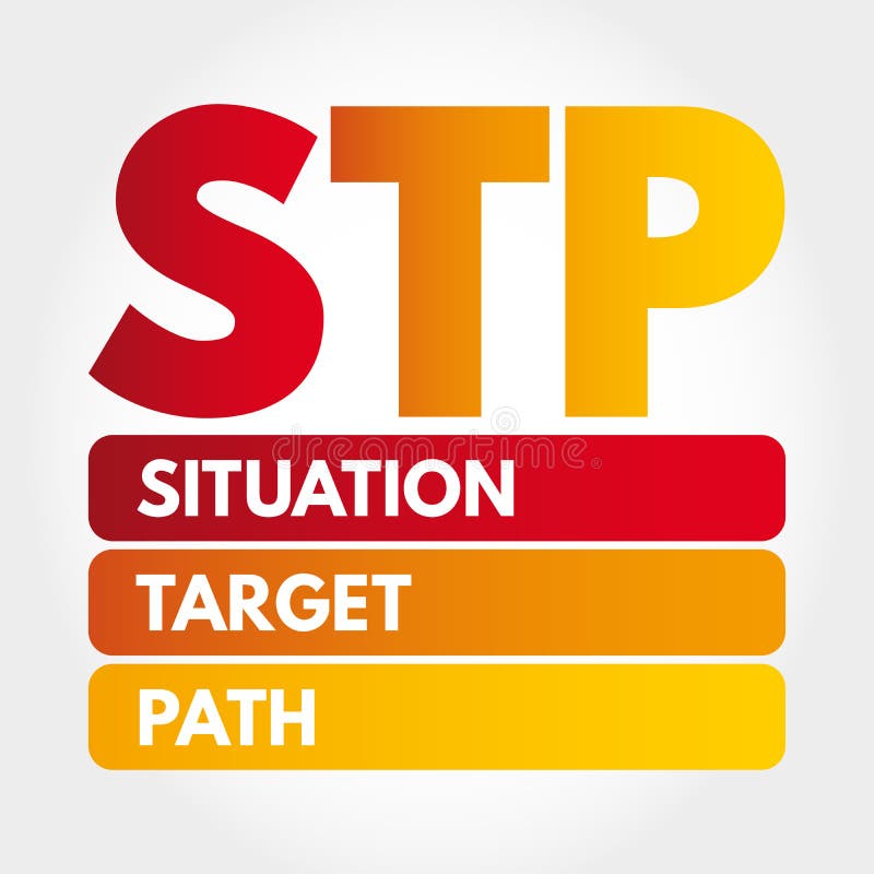 Stp Situation Target Path Concept with Big Word or Text and Team People