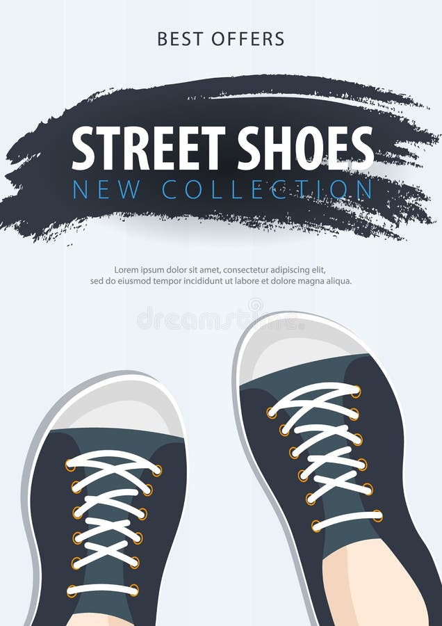 Straat Blauwe Schoenen Nieuwe inzameling Vector illustratie royalty-vrije illustratie Straat Blauwe Schoenen Nieuwe inzameling Vector illustratie royalty-vrije illustratie