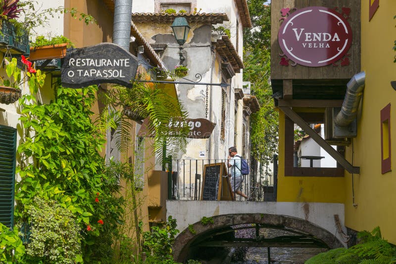 Straat in Funchal stock afbeeldingen