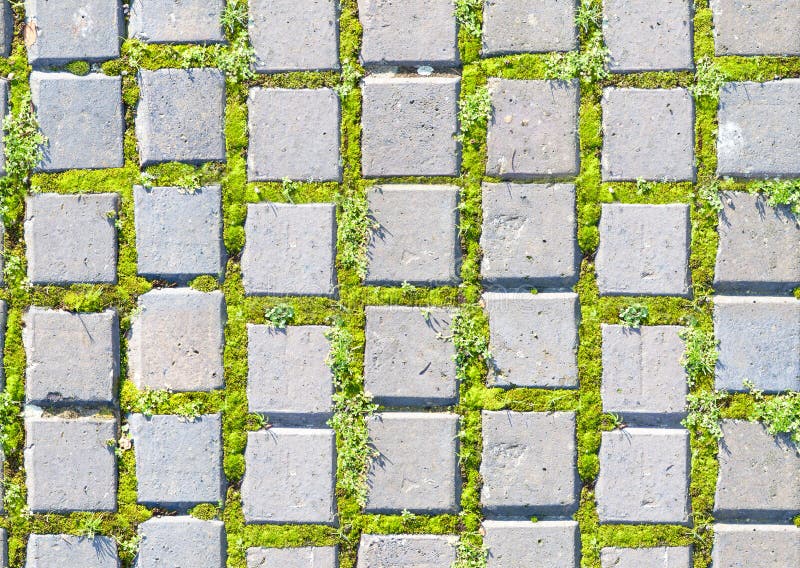 Straatsteenstijl met gras naadloos patroon stock foto's Straatsteenstijl met gras naadloos patroon stock foto's