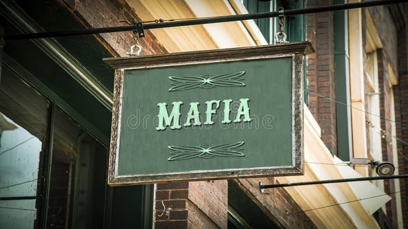 Straatnaambord naar de Maffia stock afbeeldingen