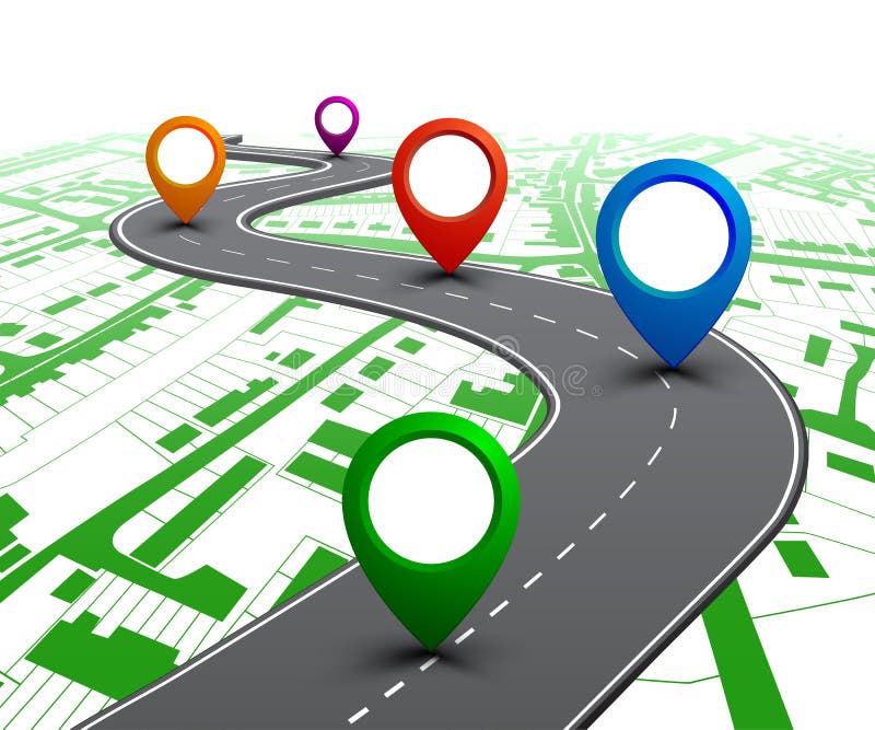 Strada con navigazione GPS sulla mappa della cittÃ . Strada stradale, strada, autostrada, infografica - vettore