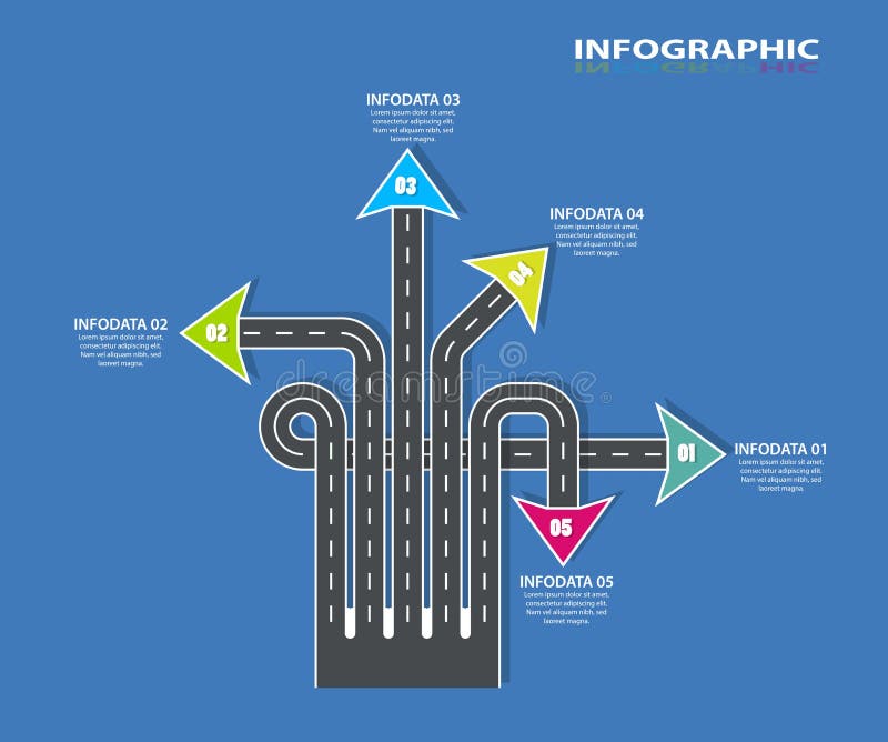 Strada infographic Modello dei grafici di informazioni Cronologia d'avvolgimento della superstrada 5 punti, strategie o processi illustrazione vettoriale Strada infographic Modello dei grafici di informazioni Cronologia d'avvolgimento della superstrada 5 punti, strategie o processi illustrazione vettoriale