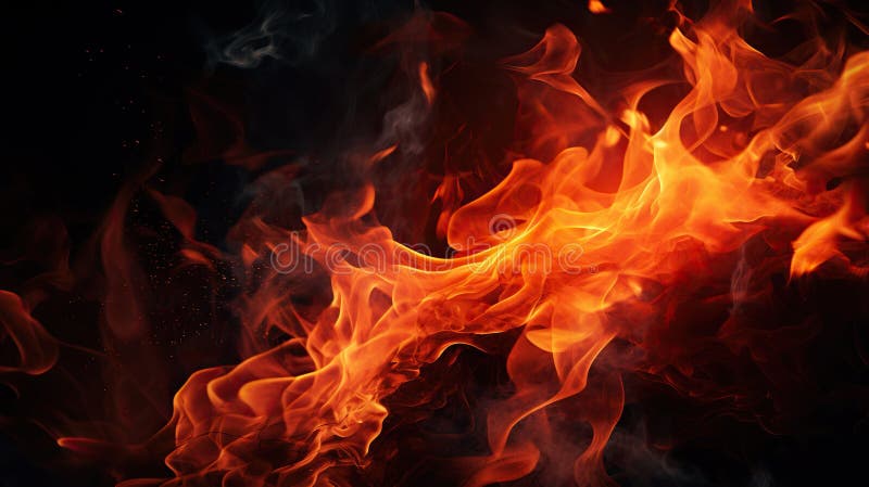 Lodernde Flammen vor dunklem Hintergrund, Intensive Flamme auf schwarzem Grund lizenzfreie abbildung