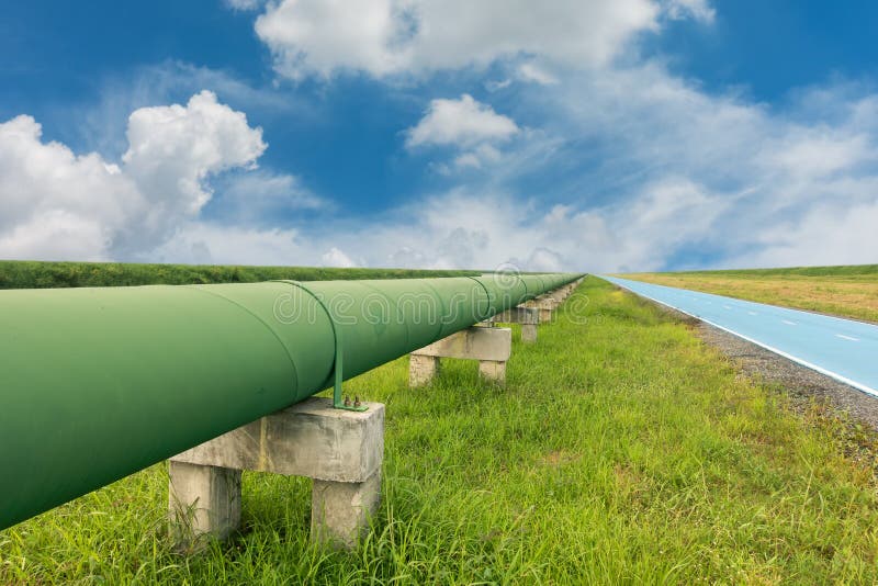 Straight line of potable water pipe on daylight. stock images Straight line of potable water pipe on daylight. stock images