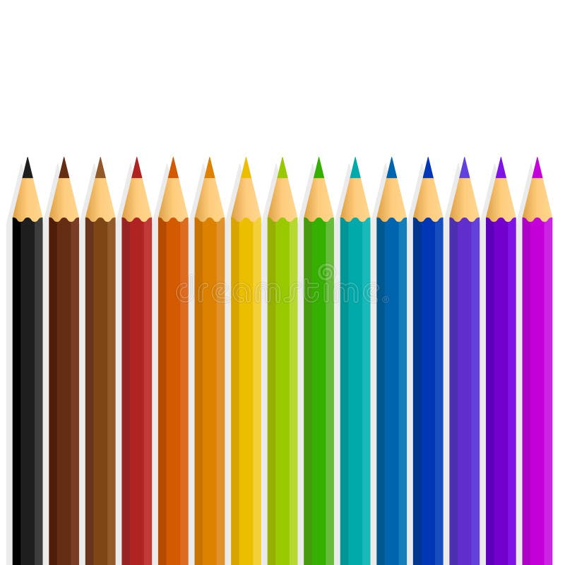Rainbow Colored Pencils Lined Up on White Background Photograph by