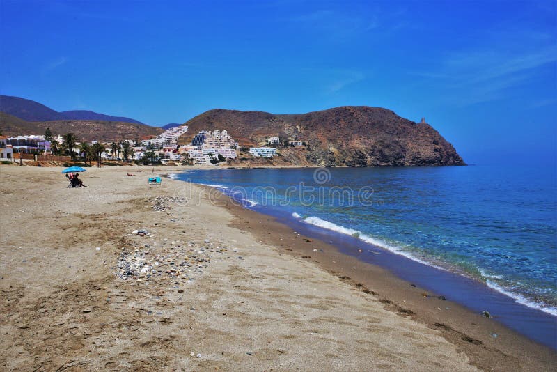 Strand des Lancon von Carboneras Almeria Andalusia Spain lizenzfreie stockbilder Strand des Lancon von Carboneras Almeria Andalusia Spain lizenzfreie stockbilder
