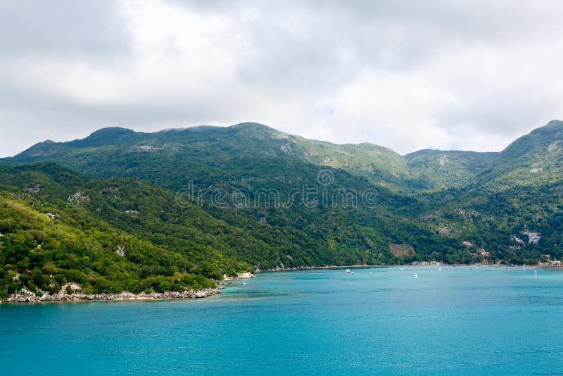 Strand en tropische toevlucht, Labadee-eiland, Haïti stock foto's Strand en tropische toevlucht, Labadee-eiland, Haïti stock foto's