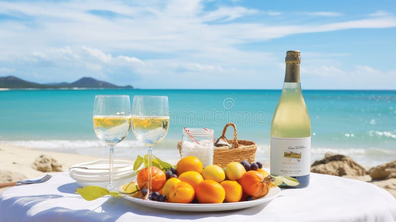 Strand mit Weißwein vektor abbildung