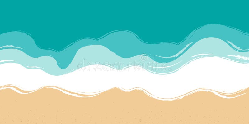 Strand och kustland med blå azurvågor. Översikt över havskusten. havsbotten. handdragen royaltyfri illustrationer