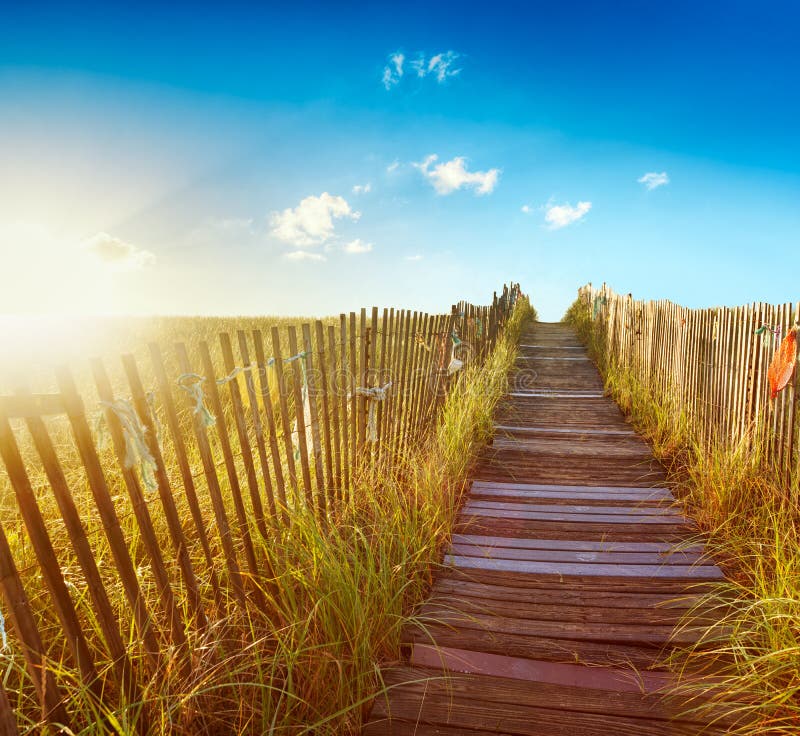 strandboardwalk till royaltyfria bilder strandboardwalk till royaltyfria bilder