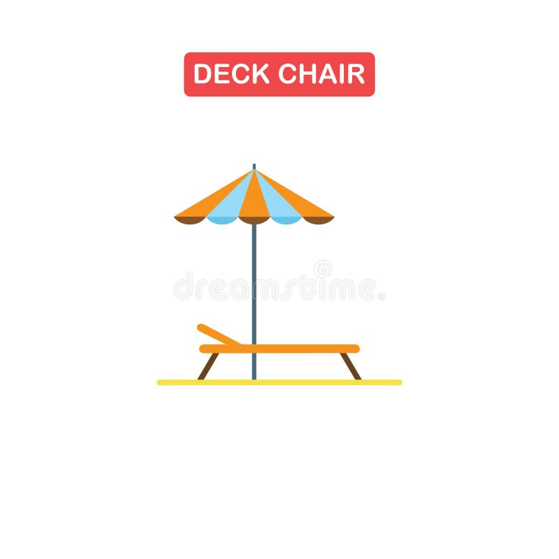 Strandchaise zitkamer met parapluembleem vector illustratie