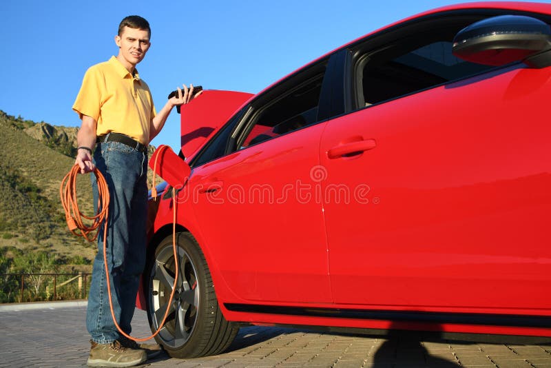 Stranded Driver of an Electric Vehicle Stock Image Image of trouble