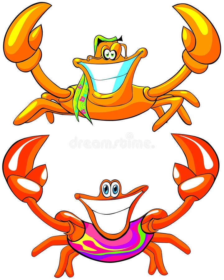Stranden fångar krabbor lyckligt