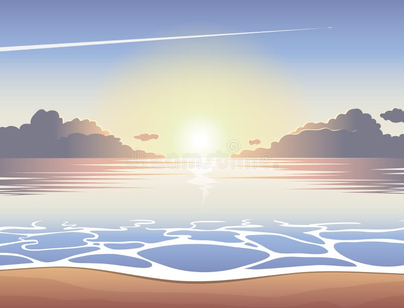 Strandhavssoluppgång royaltyfri illustrationer Strandhavssoluppgång royaltyfri illustrationer