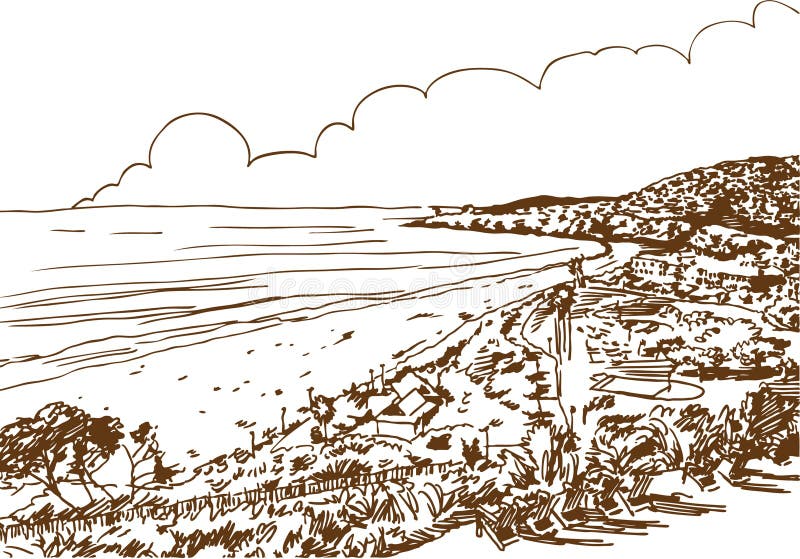 strandkusten skissar vektor illustrationer strandkusten skissar vektor illustrationer