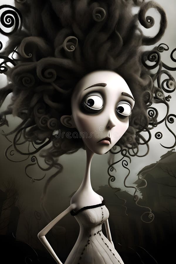 Strange Caricature Illustration. Portrait of a Girl in Surreal Style ...