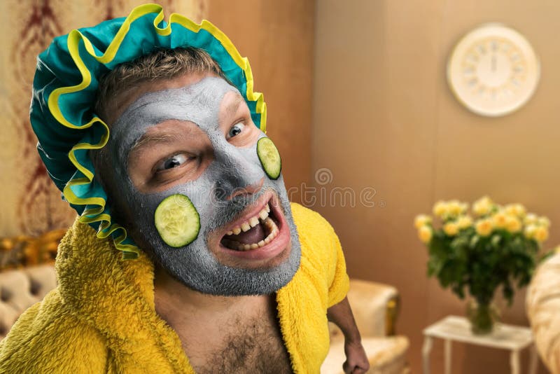 Strange man with face pack
