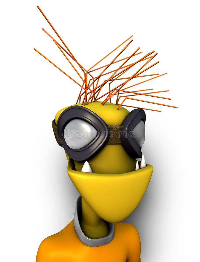 Straniero divertente 3d con gli occhiali di protezione illustrazione vettoriale Straniero divertente 3d con gli occhiali di protezione illustrazione vettoriale