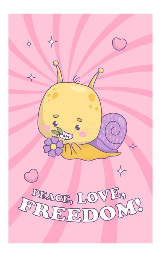 Strano personaggio di una lumaca. fumetto kawaii, insetto floreale in stile trendy. illustrazione vettoriale. freddo verticale royalty illustrazione gratis