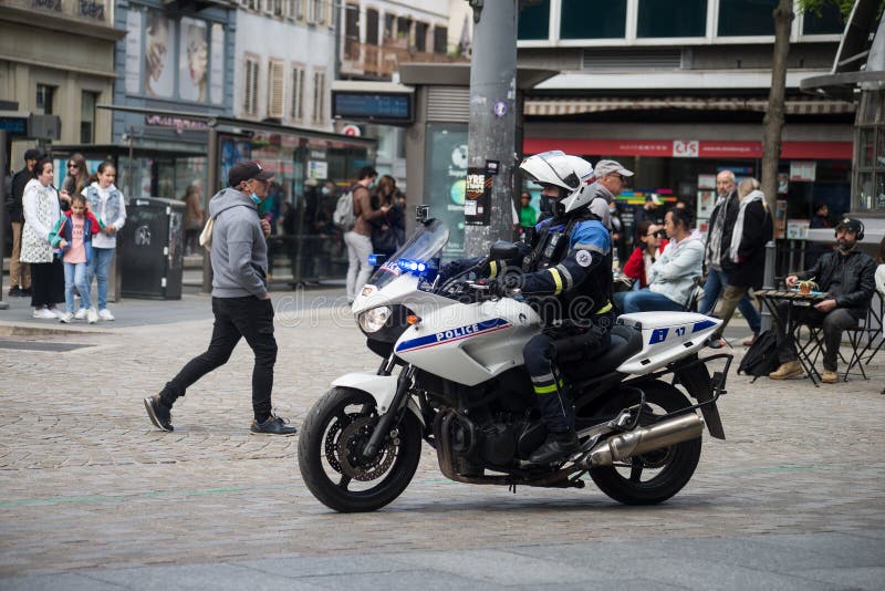 Portrait of French National Policeman and Motorbike in the Street Editorial  Stock Image - Image of road, patrol: 246739979
