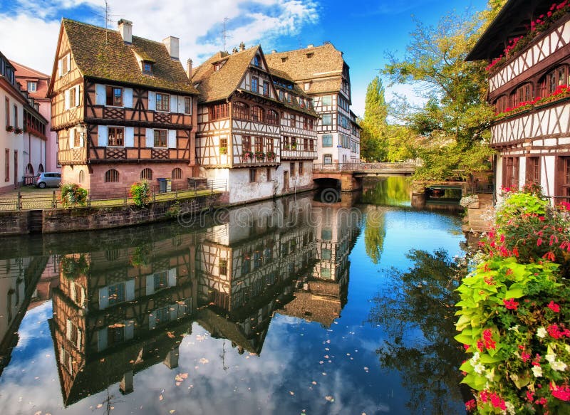 Francie, historický polovina domy v Štrasburk, francie.