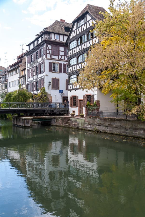 Strasbourg, water canal in Petite France area royalty free stock photography Strasbourg, water canal in Petite France area royalty free stock photography