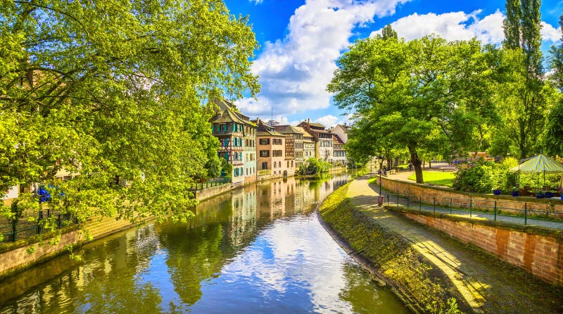 Strasbourg, water canal in Petite France area, Unesco site. Alsace stock photo Strasbourg, water canal in Petite France area, Unesco site. Alsace stock photo