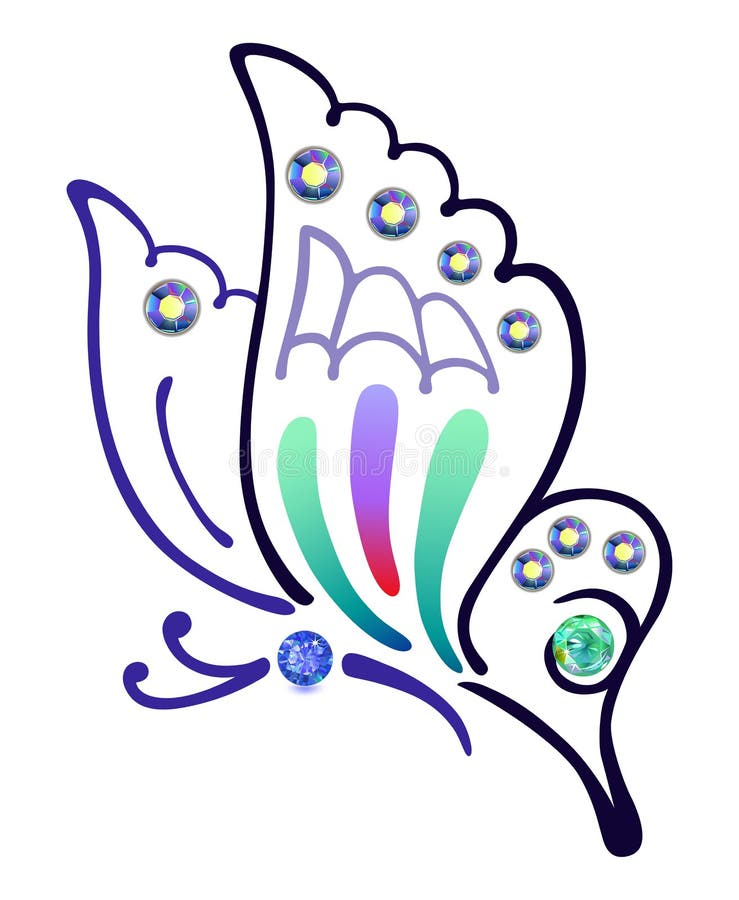 Download Strass Colored Outlined Front Side Butterfly Stock Vector ...