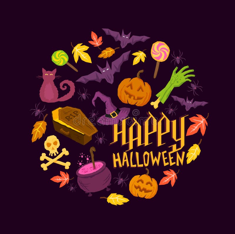 Straszni Halloweenowi symbole ilustracja wektor Straszni Halloweenowi symbole ilustracja wektor
