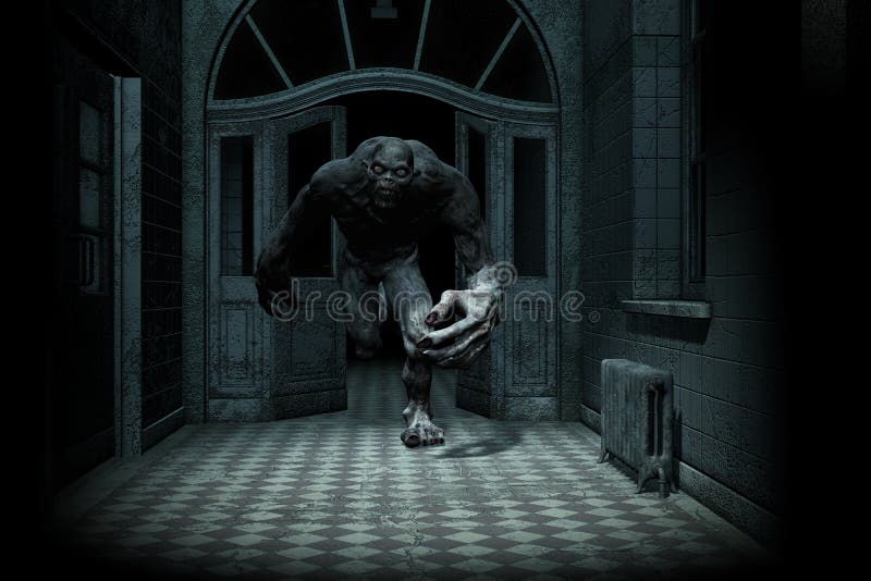 Straszny Potwór Przychodzący Out Od Zmroku Ilustracji - Ilustracja złożonej  z wampirowaty, zombie: 105140452