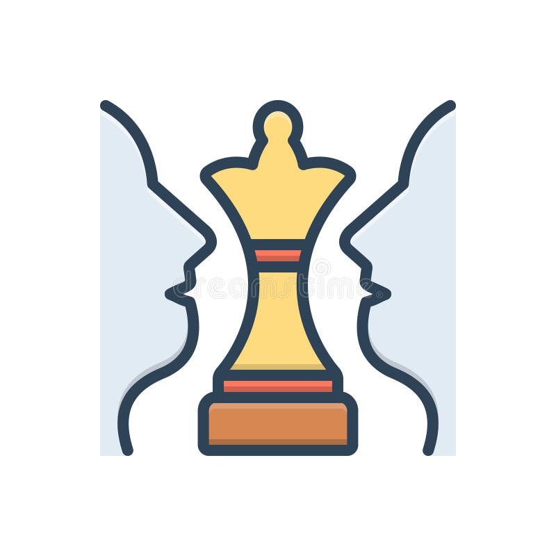 Color Illustration Icon for Strategic Plan, Chess and Decision Stock